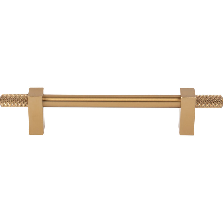 Jeffrey Alexander 698-128SBZ: 128mm cc Larkin Knurled Ends Bar Cabinet Pull - Satin Bronze