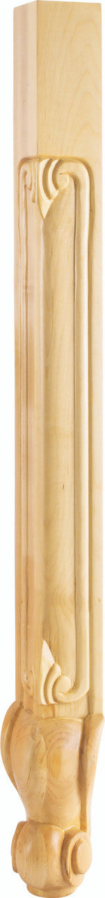 Hardware Resources CL-3RW: French Cut Corner Leg - Rubberwood