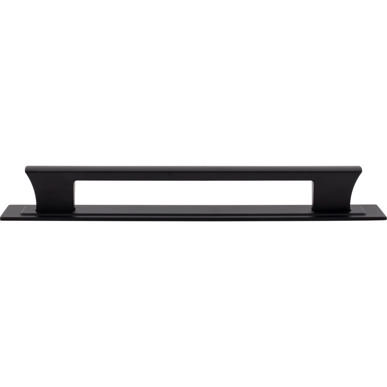 Atlas A6008-BL: 12" cc Zander Bar Appliance Pull w/Backplate - Matte Black