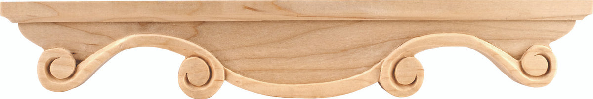 Hardware Resources PFM2-MP: 16" x 1" x 2-1/2" Scrolled Middle Pedestal Foot - Maple