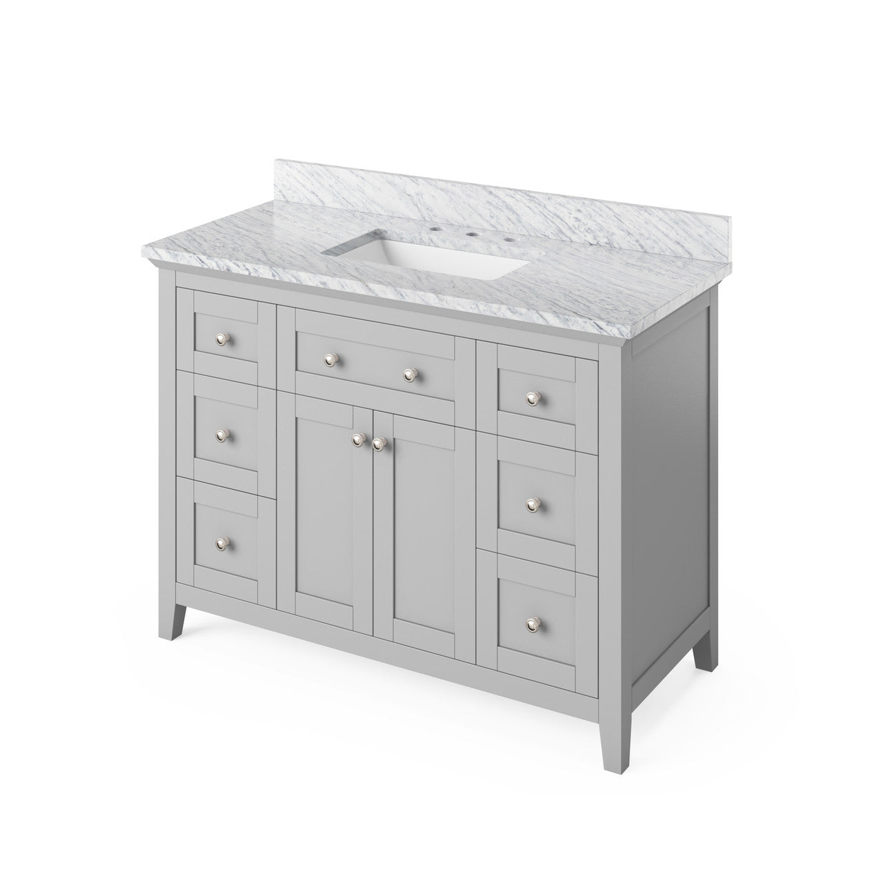 Jeffrey Alexander 48" Chatham Single Bowl Vanity - Grey Cabinet with White Carrara Marble Top