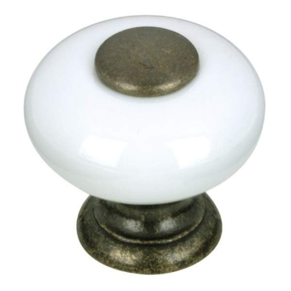 Richelieu BP500330: 1" Cherbourg Ceramic Cabinet Knob - White