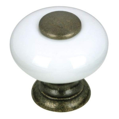 Richelieu BP500330: 1" Cherbourg Ceramic Cabinet Knob - White