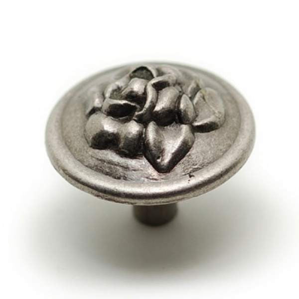 Richelieu BP46853142: 32mm Provence Rose Embossed Cabinet Knob - Pewter