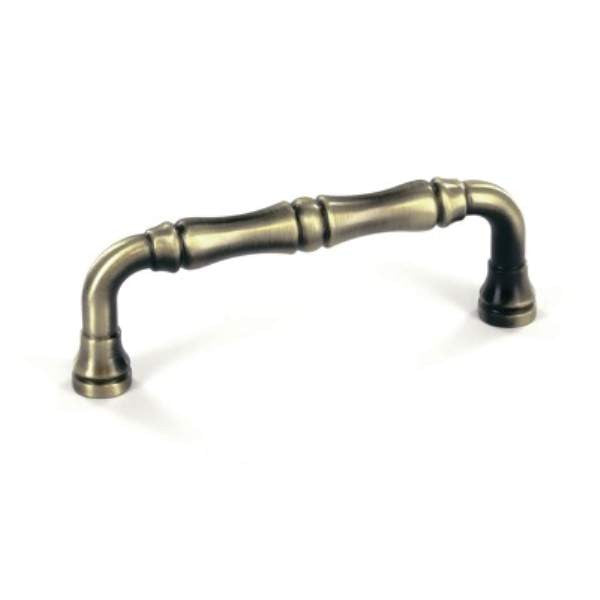 Richelieu BP74076AE: 3" cc Boucherville D-Handle Cabinet Pull - Antique English