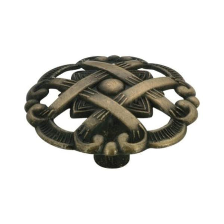 Richelieu BP37700AE: 37mm Provence Woven Lace Cabinet Knob - Antique English
