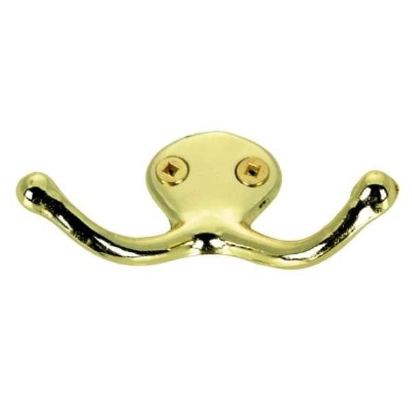 Richelieu BP6508130: 1-1/2" Contemporary Double Wardrobe Hook - Polished Brass