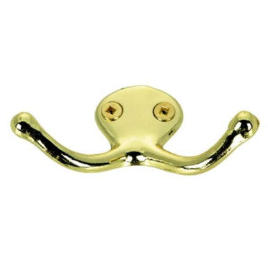 Richelieu BP6508130: 1-1/2" Contemporary Double Wardrobe Hook - Polished Brass