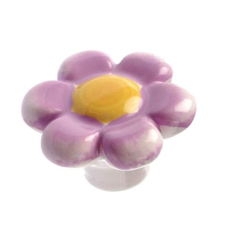 Richelieu BP60125371: 40mm Brourges Ceramic Cabinet Knob - Pastel Purple Flower