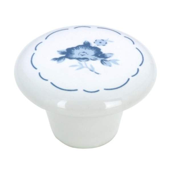 Richelieu BP600658: 1-3/8" Cherbourg Ceramic Cabinet Knob - Blue Flower