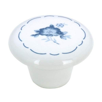 Richelieu BP600658: 1-3/8" Cherbourg Ceramic Cabinet Knob - Blue Flower