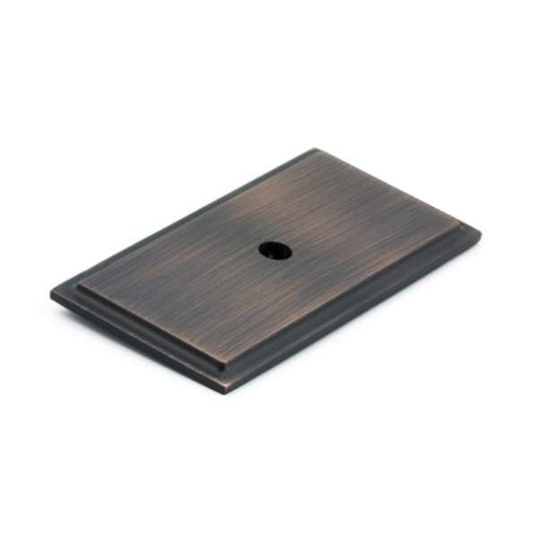 Richelieu BP1045BORB: Transitional Rectangular Backplate for Cabinet Knobs - Brushed Oil Rubbed Bronze