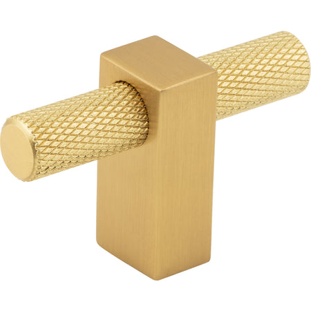 Jeffrey Alexander 498T-BG: 2-3/8" Larkin Knurled T-Bar Cabinet Knob - Brushed Gold