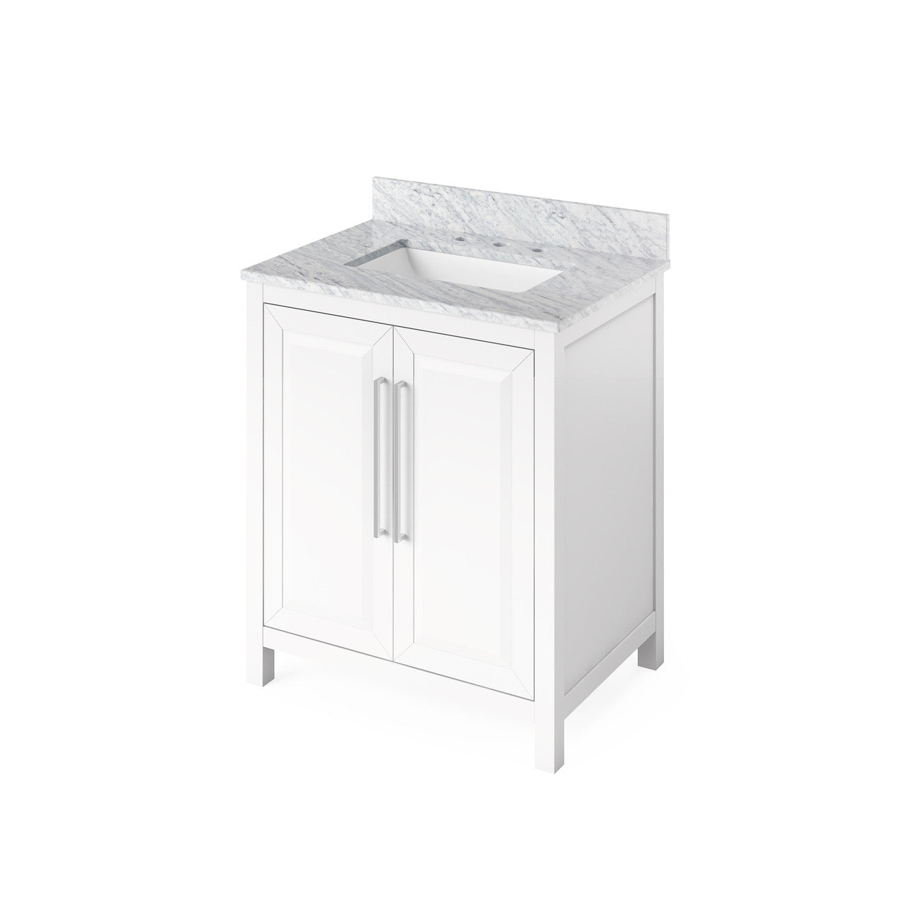 Jeffrey Alexander 30" Cade Single Bowl Vanity - White Cabinet with White Carrara Marble Top