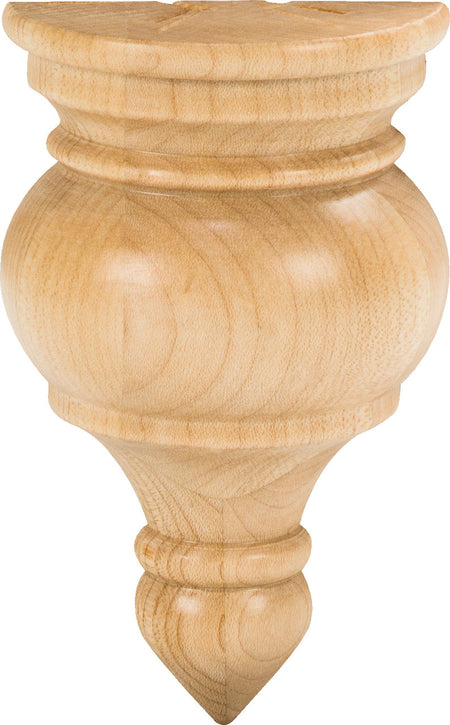 Hardware Resources TF2ALD: 2-3/4" x 1-3/8" x 4-1/2" Half Round Traditional Transition Finial - Alder