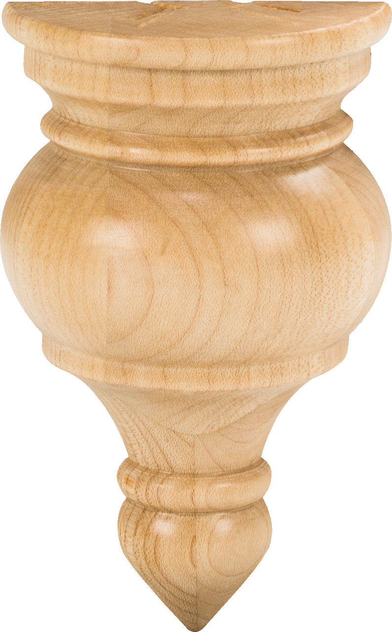 Hardware Resources TF2ALD: 2-3/4" x 1-3/8" x 4-1/2" Half Round Traditional Transition Finial - Alder
