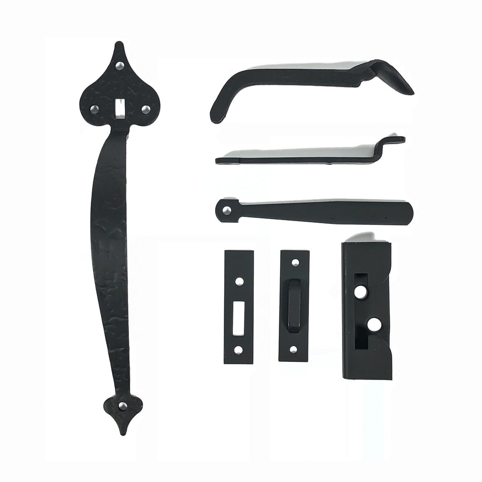 Acorn RUEBR: Small Heart Thumb Latch Set - Black Rough  Iron