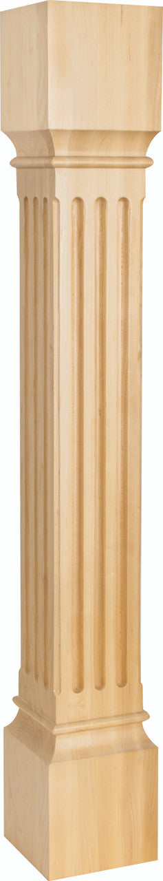 Hardware Resources P27RW: 5" x 5" x 35-1/2" Square Fluted Post - Rubberwood