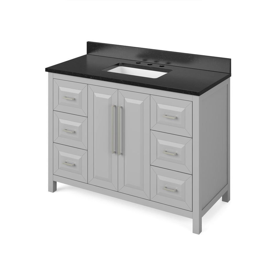Jeffrey Alexander 48" Cade Single Bowl Vanity - Grey Cabinet with Black Granite Top