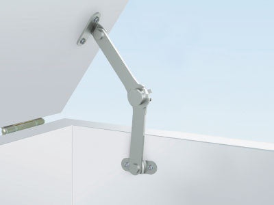 Sugatsune S-52T15R: Free stop Torque Lid Stay (right) - Plain Stainless Steel