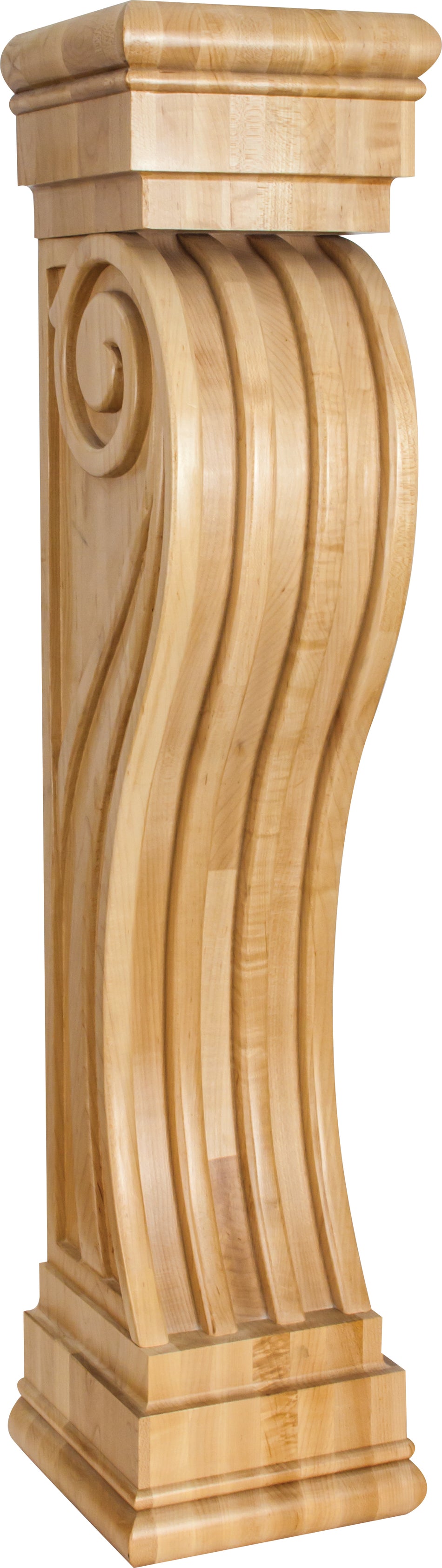 Hardware Resources FCOR5-ALD: 8" x 8" x 36" Fluted Art Deco Fireplace Corbel - Alder