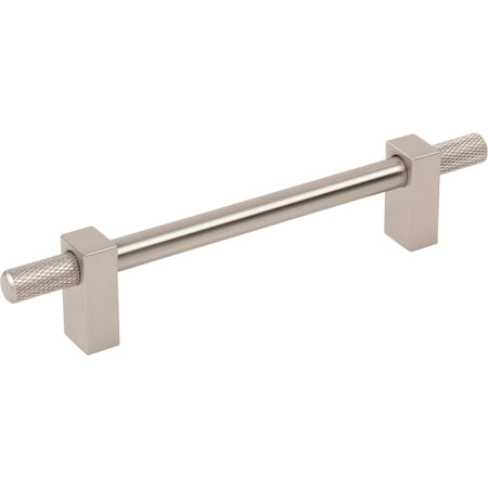 Jeffrey Alexander 698-128SN: 128mm cc Larkin Knurled Ends Bar Cabinet Pull - Satin Nickel
