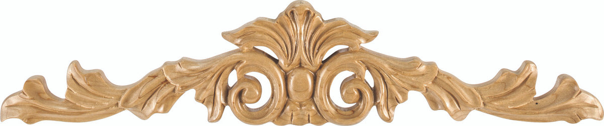 Hardware Resources ONL-02-16RW: 15-1/4" x 1/2" x 3-1/4" Acanthus Onlay - Rubberwood