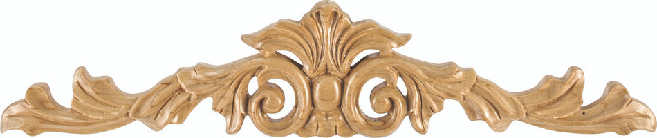 Hardware Resources ONL-02-16RW: 15-1/4" x 1/2" x 3-1/4" Acanthus Onlay - Rubberwood
