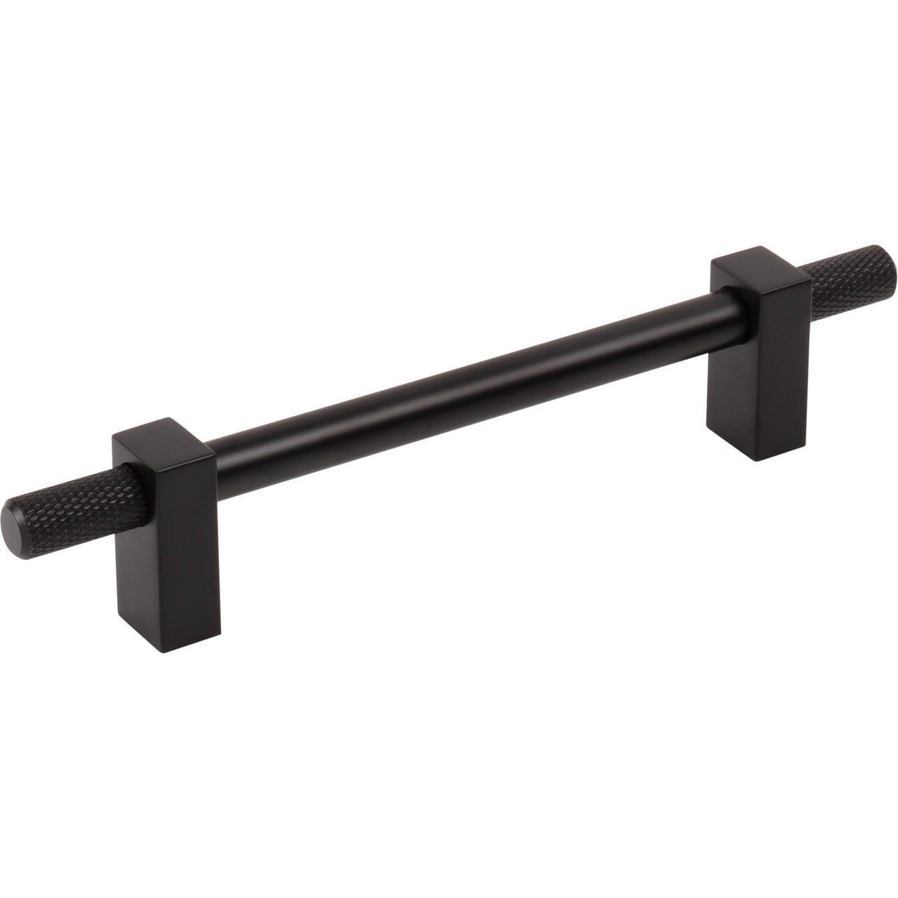 Jeffrey Alexander 698-128MB: 128mm cc Larkin Knurled Ends Bar Cabinet Pull - Matte Black