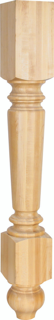 Hardware Resources P15RW: 4-1/2" x 4-1/2" x 35-1/2" Turned Leg - Rubberwood