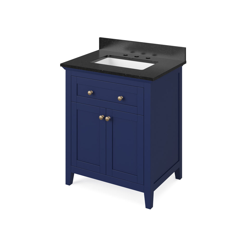 Jeffrey Alexander 30" Chatham Single Bowl Vanity - Hale Blue Cabinet with Black Granite Top