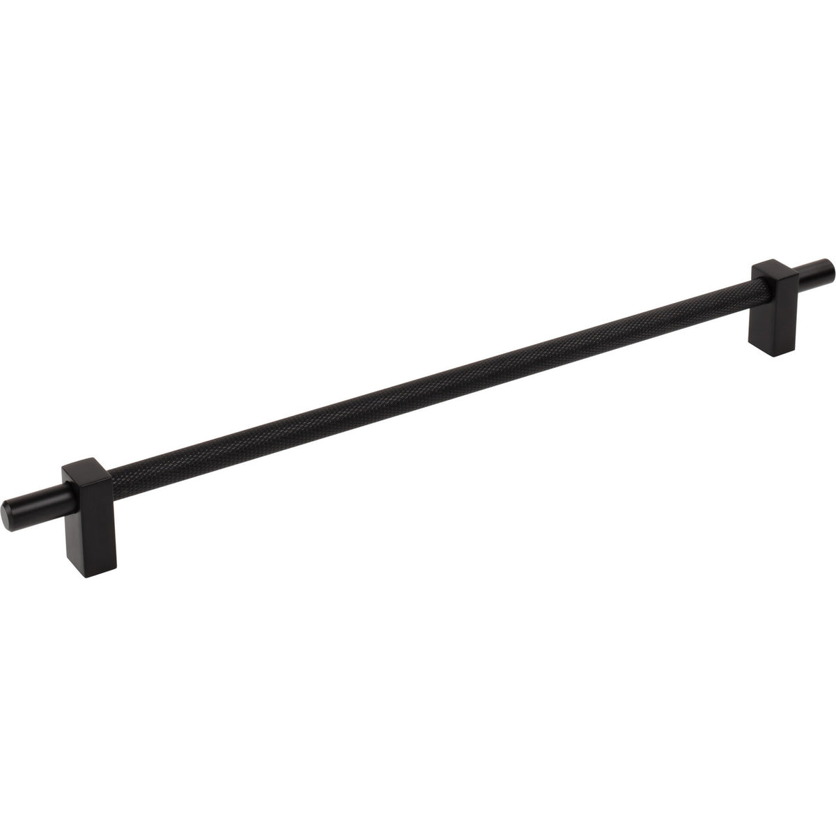Jeffrey Alexander 598-305MB: 305mm cc Larkin Knurled Center Bar Cabinet Pull - Matte Black