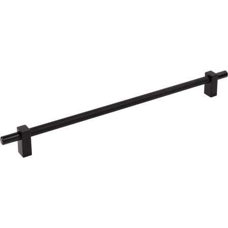 Jeffrey Alexander 598-305MB: 305mm cc Larkin Knurled Center Bar Cabinet Pull - Matte Black