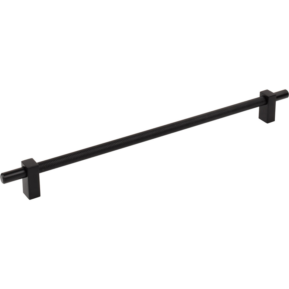 Jeffrey Alexander 598-305MB: 305mm cc Larkin Knurled Center Bar Cabinet Pull - Matte Black
