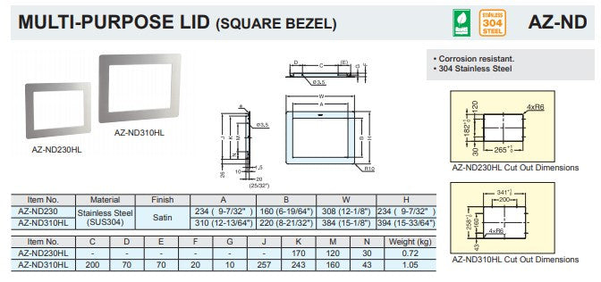 Sugatsune suga-AZ-ND230/HL catalog page specs