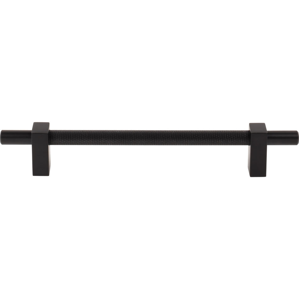 Jeffrey Alexander 598-160MB: 160mm cc Larkin Knurled Center Bar Cabinet Pull - Matte Black