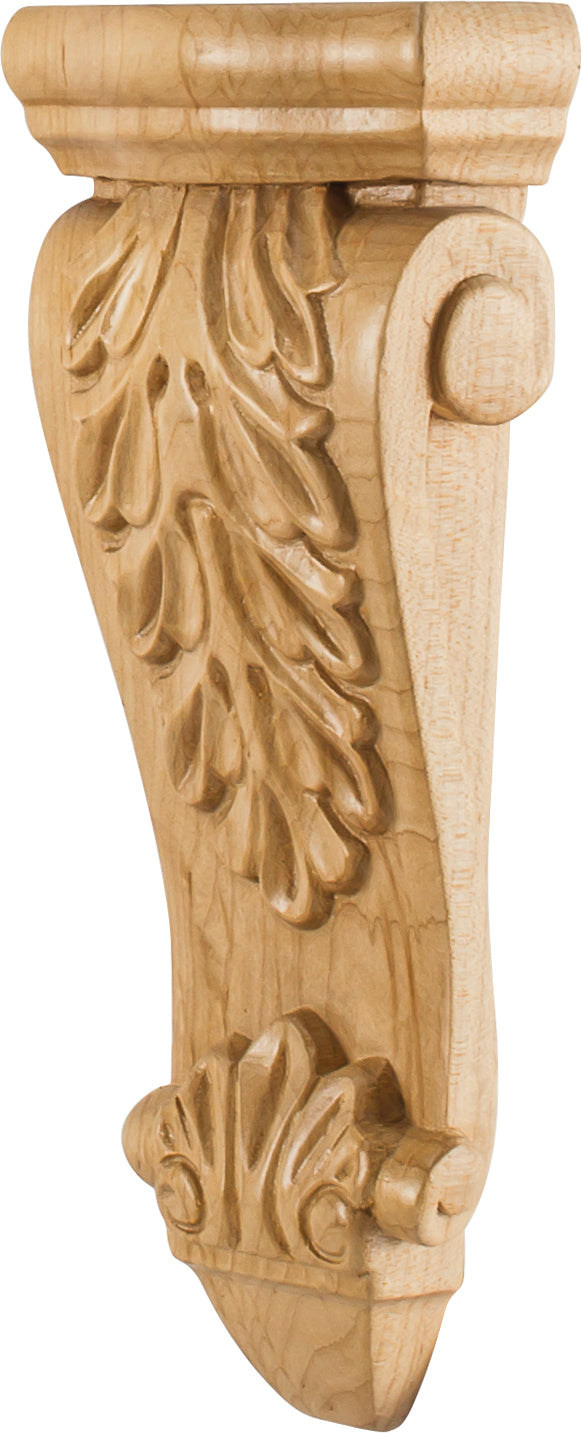 Hardware Resources CORK-RW: 4-1/2" x 1-7/8" x 10" Low-Profile Acanthus Corbel - Rubberwood