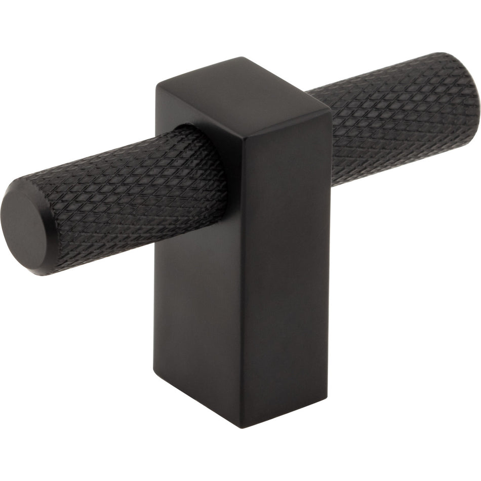 Jeffrey Alexander 498T-MB: 2-3/8" Larkin Knurled T-Bar Cabinet Knob - Matte Black