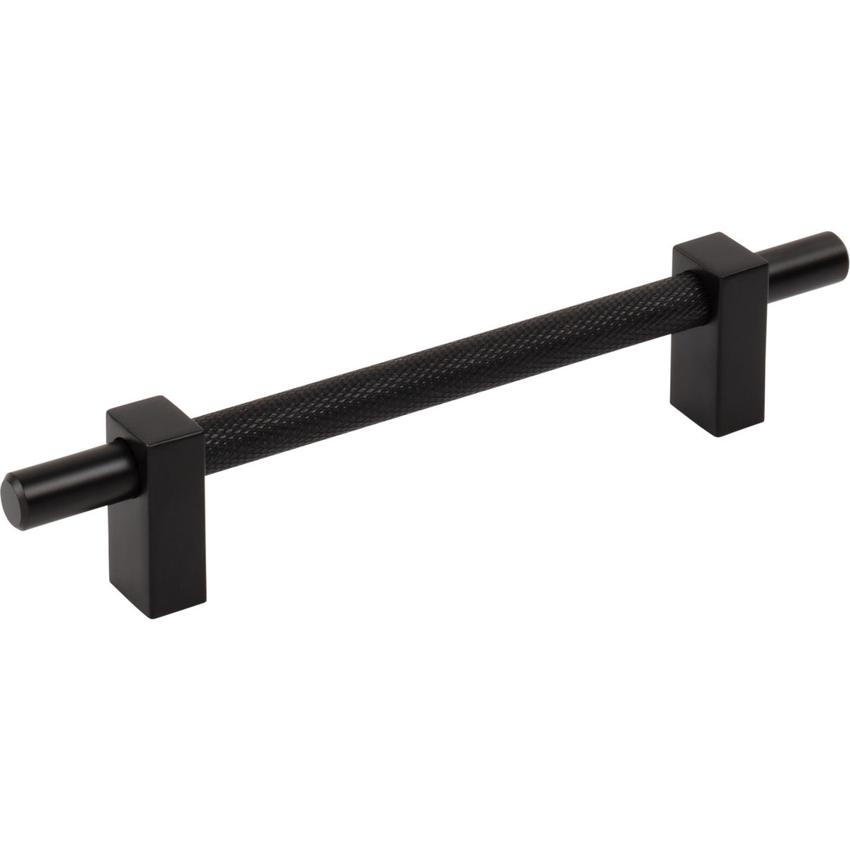 Jeffrey Alexander 598-128MB: 128mm cc Larkin Knurled Center Bar Cabinet Pull - Matte Black