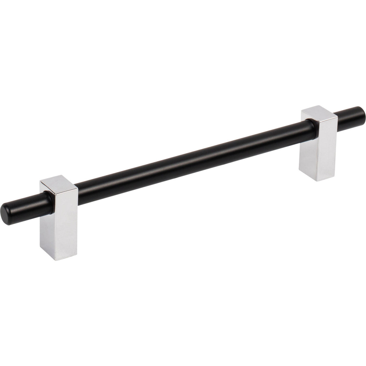 Jeffrey Alexander 478-160MBPC: 160mm cc Larkin Bar Cabinet Pull - Polished Chrome/Matte Black
