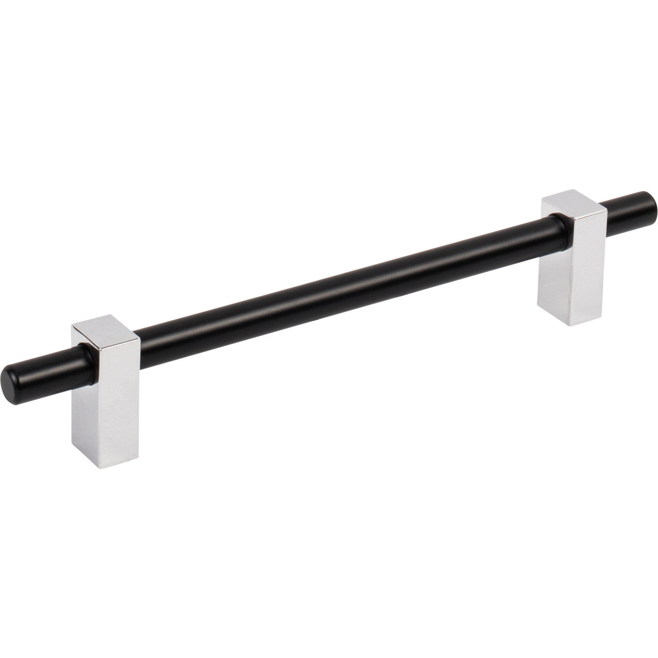 Jeffrey Alexander 478-160MBPC: 160mm cc Larkin Bar Cabinet Pull - Polished Chrome/Matte Black