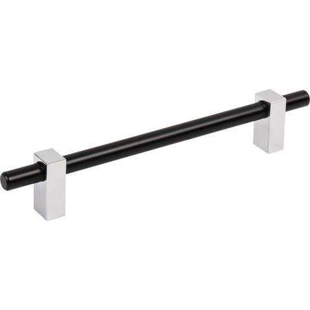 Jeffrey Alexander 478-160MBPC: 160mm cc Larkin Bar Cabinet Pull - Polished Chrome/Matte Black