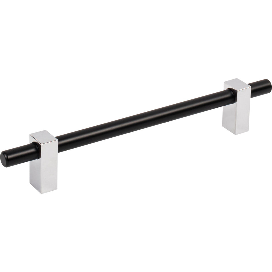 Jeffrey Alexander 478-160MBPC: 160mm cc Larkin Bar Cabinet Pull - Polished Chrome/Matte Black