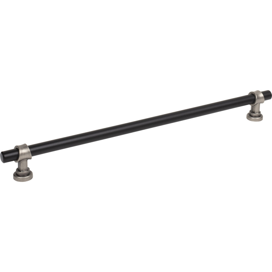 Top Knobs M2766: 12" cc Dakota Bit Cabinet Pull - Flat Black/Pewter Antique