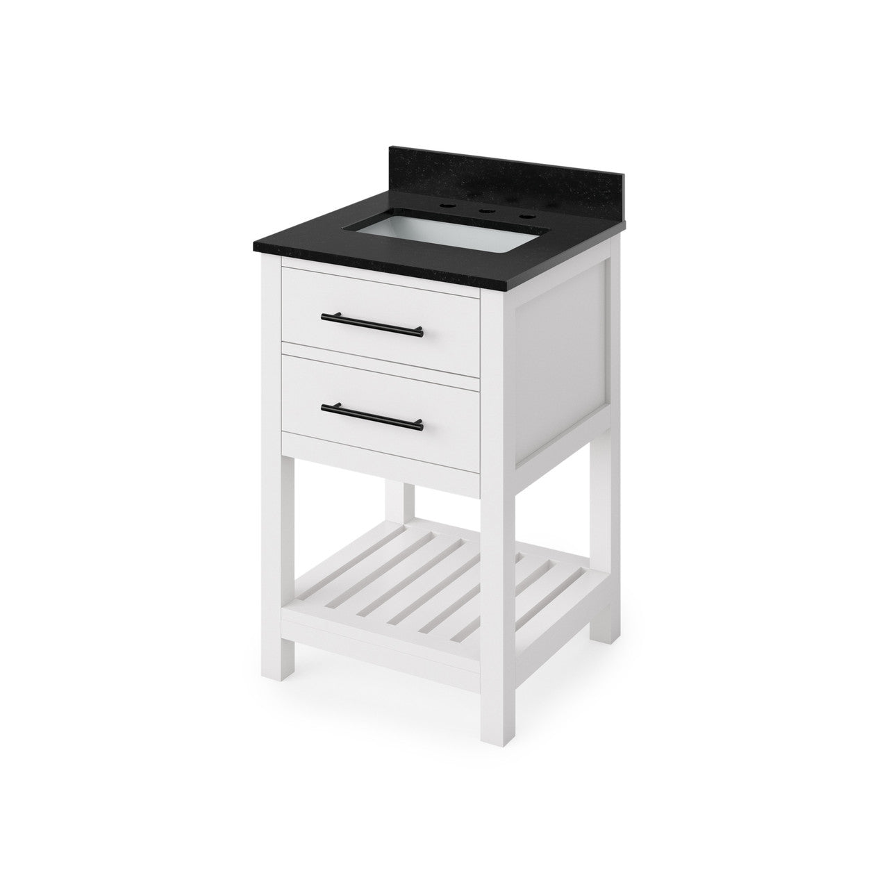 Jeffrey Alexander 24" Wavecrest Single Bowl Vanity - White Cabinet with Black Granite Top