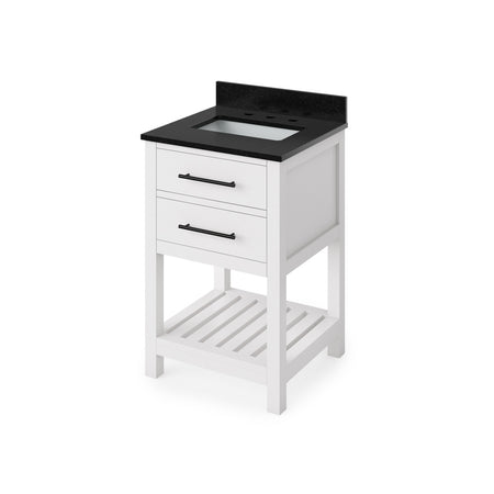 Jeffrey Alexander 24" Wavecrest Single Bowl Vanity - White Cabinet with Black Granite Top