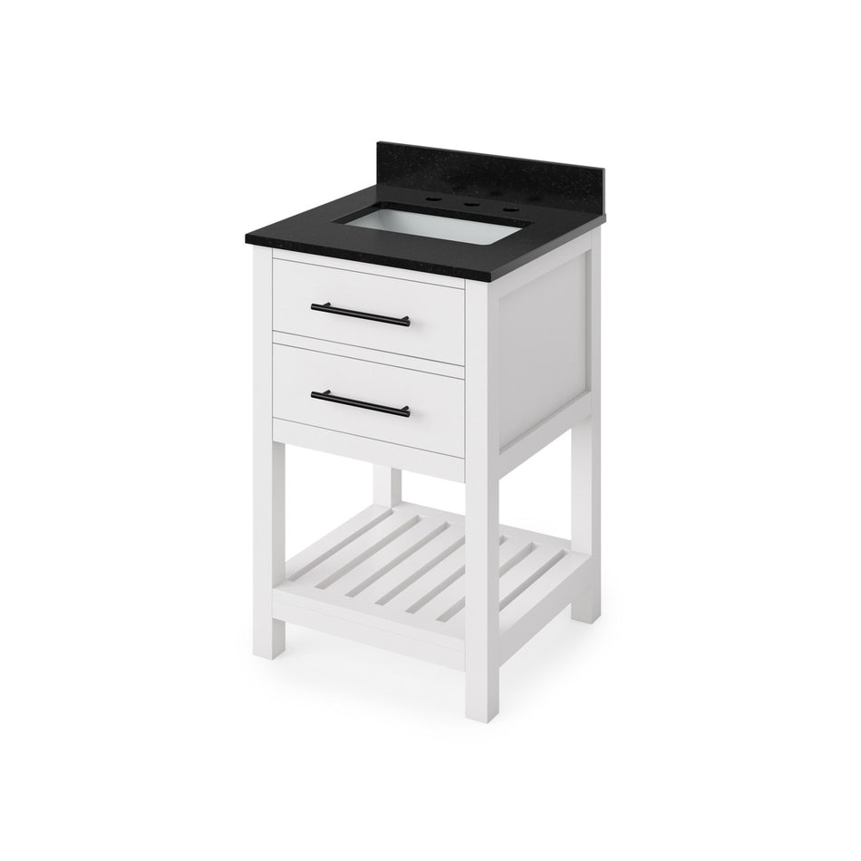 Jeffrey Alexander 24" Wavecrest Single Bowl Vanity - White Cabinet with Black Granite Top