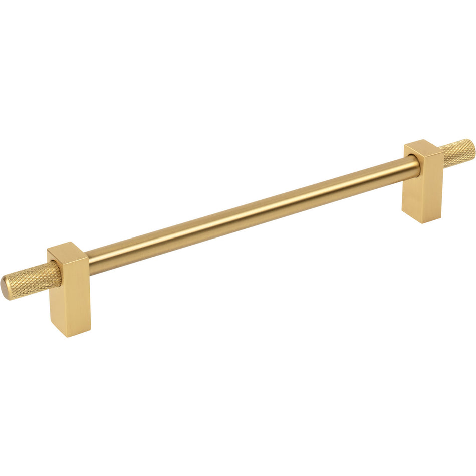 Jeffrey Alexander 698-192BG: 192mm cc Larkin Knurled Ends Bar Cabinet Pull - Brushed Gold