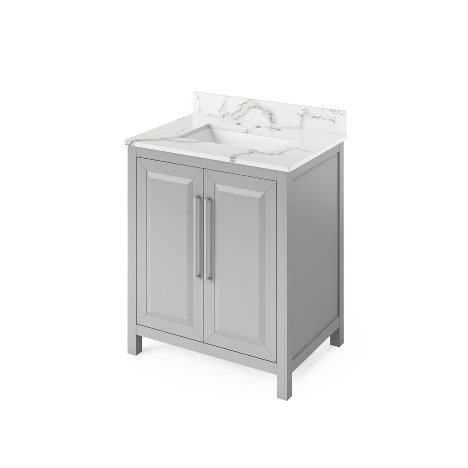 Jeffrey Alexander 30" Cade Single Bowl Vanity - Grey Cabinet with Calacatta Vienna Quartz Top