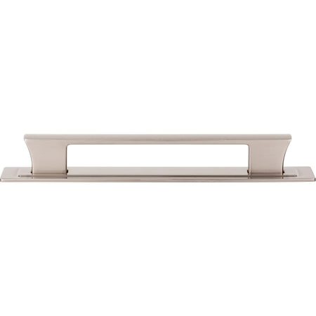 Atlas A6004-BRN: 6-5/16" cc Zander Bar Cabinet Pull w/Backplate - Brushed Nickel